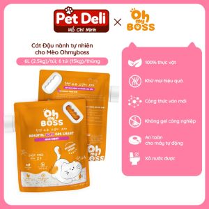 [ĐƠN 870K TẶNG 1 XẺNG + VÒNG CỔ - THÙNG x 6 TÚI] OHMYBOSS CÁT ĐẬU NÀNH Tự Nhiên Cát Mèo 😼 Túi 2.5kg Hạt Mịn Dễ Dọn