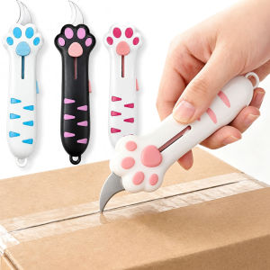Mini Cat Paw Box Cutter - Retractable Paper Envelope Letter Opener - Portable Packages bag Cardboard Cutter - Utility Box Opener