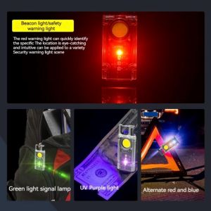Senter LED Mini 1000LM Magnet kuat portabel Gantungan Kunci lampu kerja COB saku portabel lampu luar ruangan isi ulang USB tenaga surya
