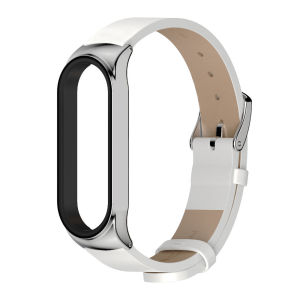 VUAERANG Leather Strap Metal Case For Mi Band 7 Strap for Mi Band 6 for Xiaomi Mi Band 5 4 3 Bracelet Genuine Leather for Miband 6 Wristbands Strap