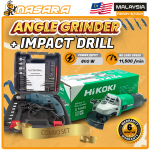 Hitachi / Hikoki G10SS2 Angle Grinder 600W + KTO 6180 Impact Drill 240V 600W Mesin Pencanai Mesin Gerudi