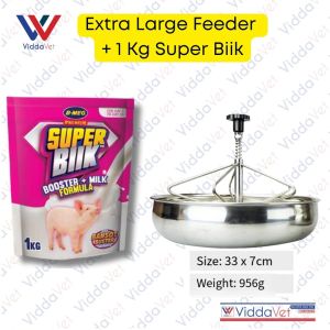 Viddavet Piglet round stainless steel piglet Feeder + 1 kg Super Biik Booster Milk For Piglet B Meg Super Biik