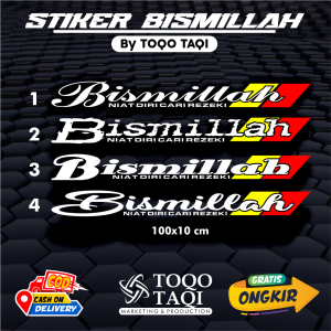 BEST SELLER..!! Cutting Stiker Tulisan Bismillah Kaca Depan Mobil Minibus Truk Fuso Canter Elf