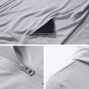 2026 Mens Ice Silk Long Sleeve Sun Protection SuitWhite Summer Thin Breathable Outdoor JacketUV Protection Fishing Cycling Clothing
