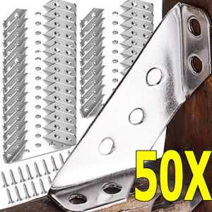 50 ชิ้น ตัวยึดมุมสแตนเลส / ตัวยึดมุมเฟอร์นิเจอร์สแตนเลส / ข้อต่อมุมสำหรับชั้นวาง ตู้ โต๊ะ เก้าอี้ / โครงรองรับสามเหลี่ยมสำหรับเฟอร์นิเจอร์