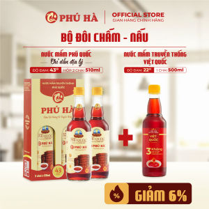 Bộ đôi Chấm - Nấu (COMBO 2 chai nước mắm Chỉ Dẫn Địa Lý Phú Quốc 43°N (510ml) + 1 chai nước mắm Việt Quốc 22°N (500ml))