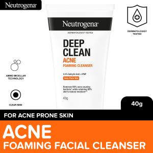 Neutrogena Deep Clean Acne Foaming Cleanser 40g - Moisturizing Facial Wash with Salicylic Acid for Oily and Acne-Prone Skin