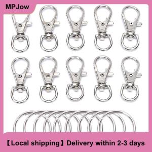 【Local shipping】 50Pcs Metal Swivel Lobster Clasps Clips Hook with Key Ring DIY Jewelry Craft