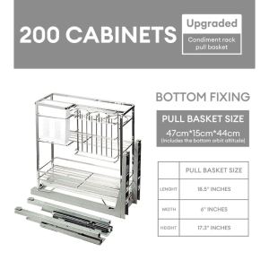 IUGA Pull Out Kitchen Cabinet Condiments Racks Heavy Duty Storage Rack Spice Rack