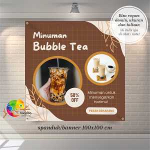 Cetak Spanduk Banner Cokelat modern diskon minuman