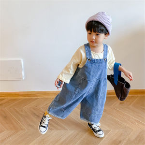 2025 Autumn New Children Loose Overalls Baby boys girls casual Jean Jumpsuit Solid Outwear Cloth 1-7Y Kids high qualit bib pants2026