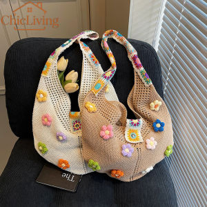 ChicLiving Womens Elegant Hollow Woven Tote Bag Large-Capacity Versatile Portable Bag for Beach & Daily Commuting
