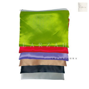 POUCH  RESLETING SATIN - Kantong resleting bag parcel souvenir satin silk goodie bag tas wanita tempat aksesoris dan alat tulis