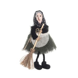 COMPILA Scary Halloween Apron Witch Doll Funny Cute Broom Witch Decoration Creative Handicraft Halloween Witch Pendant Ghost Festival Decor