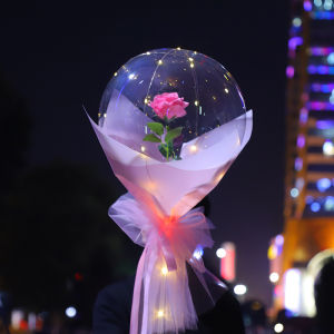 Ditoo Original DIY Led Light with Rose Flower Balloons Transparent Flower Balls Led Luminous Balloon Rose Bouquet (1piece)