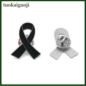tuokaiguoji Black Ribbon Alloy Oil Dripping Brooches For Women Lapel Pin Fashion Jewelry Suit Clothing Accessories Gift