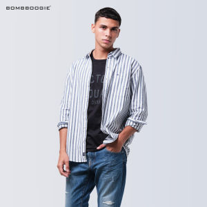 Bombboogie Kemeja Pria Regular Helinski White Navy 24946B5WV