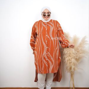 Plus Size (XL-4XL) Abstract Straight Printed Long Blouse Musliamh (30110-2)