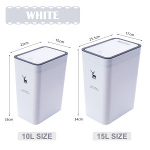 10/15L Pressing Type Rubbish Garbage Bins Home Kitchen Trash Waste Can Dustbins Tong Sampah 垃圾桶
