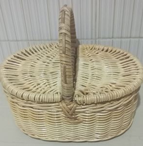 keranjang piknik oval rotan berkualitas - Natural rotan