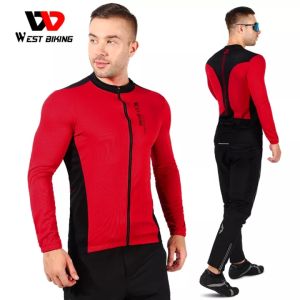 WEST BIKING Cycling Jersey Men Long Sleeve Bicycle Clothing Outdoor Sports Top Quick Dry Riding Clothes Breathable Cycling Top Bicycle Equipment