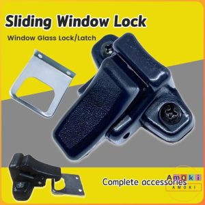 Amoki【Ready in Stock】 1 Set Sliding Window Lock Latch Buckle Closed Four-wheel Car Window Glass Lock Buckle