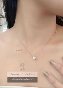 สร้อยเงินแท้92.5% สร้อยพร้อมจี้เพชร cz งานน่ารักๆ จี้เพชรเล่นแสงดี สร้อยยาว 16-18 นิ้ว(เรือนเงินแท้)