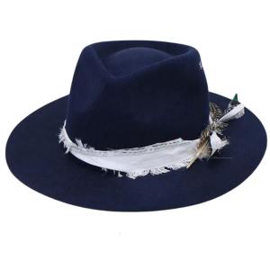Fashionable Wool Western Hat for Men and Women with Feathered and Woven Belt Fedoras for Everyday Wear and Special Event