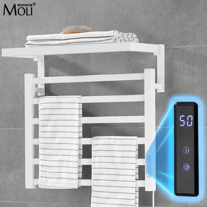 Bathroom Electric Bath Towel Warmer Heating Towel Shelf Rack Household 55℃ Thermostatic Towel ...