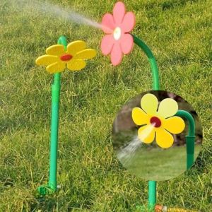 HUGHES Flower Shape Crazy Spin Sprinkler 720 Rotating Funny Water Spray Toy Irrigation Tool Creative Dancing Daisy Sprinklers Yard Lawn Watering