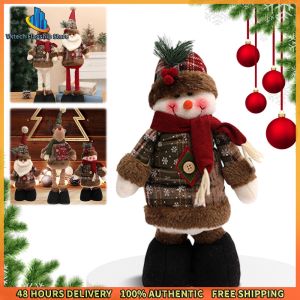 Telescopic Christmas Doll W/ Telescopic Legs for SNOWMAN Elk Doll Ornaments Christmas Standing Figures Doll for Festive Home Decor