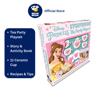 Disney Princess Story Book Tea Party Playset for Kids with 11pc Ceramic Cup Gift Set