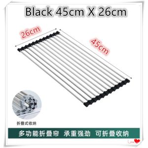 Stainless Steel Rack Foldable Dish Mat Drainer Folding Sink Drain Rack Sink Dish Drain Sink Roll Mat KL Ready Stock