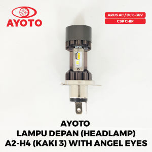 AYOTO Lampu Depan Headlamp H4 Led A2-H4 Angel Eyes Warna Biru A2H4 Untuk Mobil Motor Laki