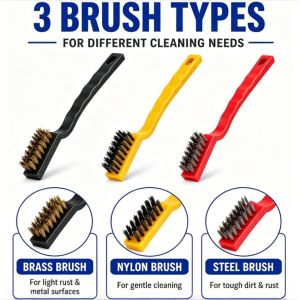 3pcs/set Wire Cleaning Brush Rust Removal Cleaning Tools Small Steel Brush for Stove Bench Cleaning