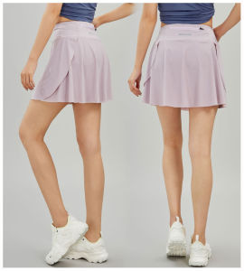 กระโปรงผู้หญิงแบดมินตันกีฬาแห้งเร็วเทนนิสกอล์ฟกระโปรงมีกระเป๋าวิ่งมาราธอนฟิตเนสโยคะ Skorts ฤดูร้อน