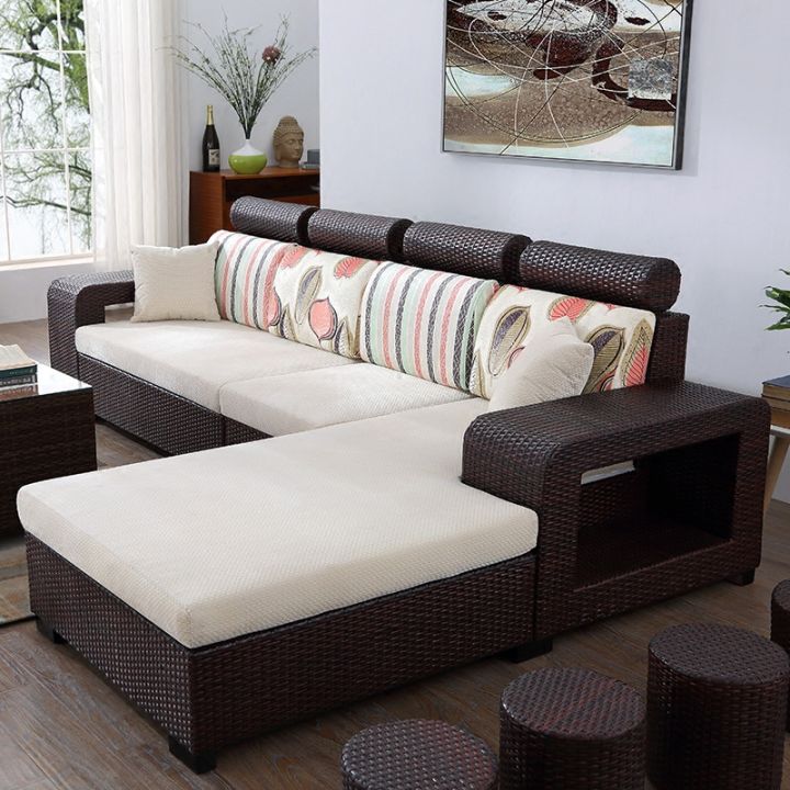 Rattan sofa combination living room is fully equipped with three