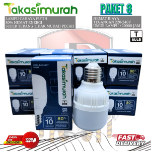 Takasimurah LED Bulb 10 Watt PAKET ISI 8 PCS Lampu LED Cahaya Putih Terang Maksimal Hemat Listrik 10 WATT Takasimurah isi 8pcs