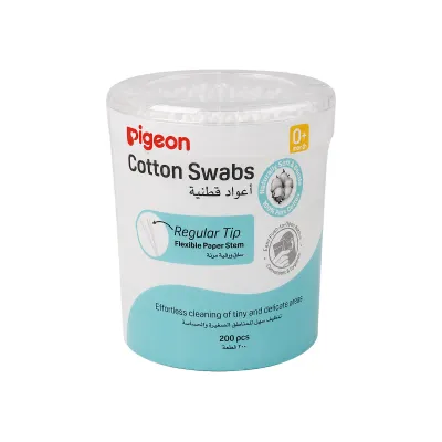 Pigeon Cotton Swabs 200pcs Paper Stem Regular Tip (Hinged Case)