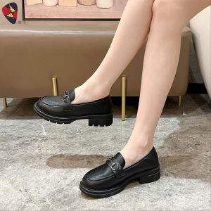 #K6-6 Size 35-40 Loafers Casual Student Shoes Thick Heel For Womens Fashion (Standard Size)