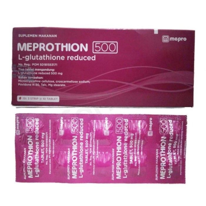PROMO Meprothion 500 mg L Glutathione Strip 10 Tablet