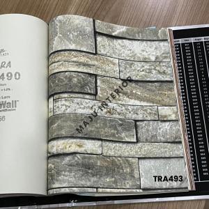 Wallpaper Dinding Batu Alam Granit Kasar 3D Effect Grey Abu Cream / Walpaper Vinyl Murah