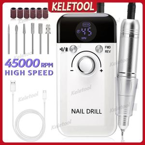 Electric Nail Drill Machine Protable 45000RPM Manicure Nail Gel Polisher Rechargeable Nail Drill For Manicure Nails