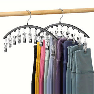 Legging Organizer for Closet Metal Yoga Pants Hanger W/10 Clips Hold 10 Leggings Hangers Space Saving Hanging Closet Organizer for Closet Organizers And Storage  Drying Racks