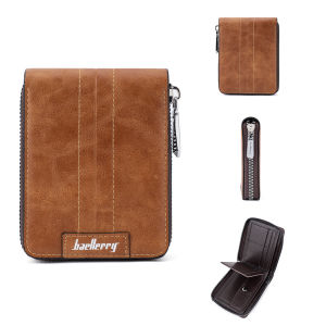 Baellerry D5105 Dompet Uang Lipat Zipper RFID Bahan Sintetis Lembut