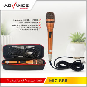Advance MIC-888 Mic Kabel Emas Mewah Desain Kabel Mikrofon Karaoke 4 M Kabel Panjang