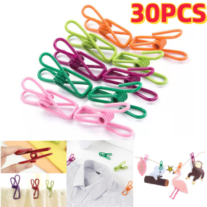 30pcs Multi Functional Clothesline Colorful Storage Clips Strong Spring Clothespin Portable Sealer Clamp Kitchen Accessories Windproof and Anti Slip Clip