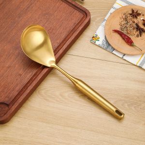 LITUILI Gold Cooking Cooking Tools Gadgets Strainer Spoon Kitchen Utensils Tableware Soup Ladle Spatula Turners Fried Shovel