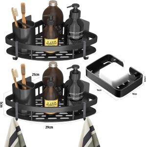 3pcs Bathroom Corner Storage Rack Kitchen Rack traceless Wall-mounted