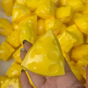 Cheese Stress Ball Crunchy Squeeze Ball Squishy Toy Round Blocks Filled Fidget Toy ASMR Sensory Anti Stress Relief Toy for Adult